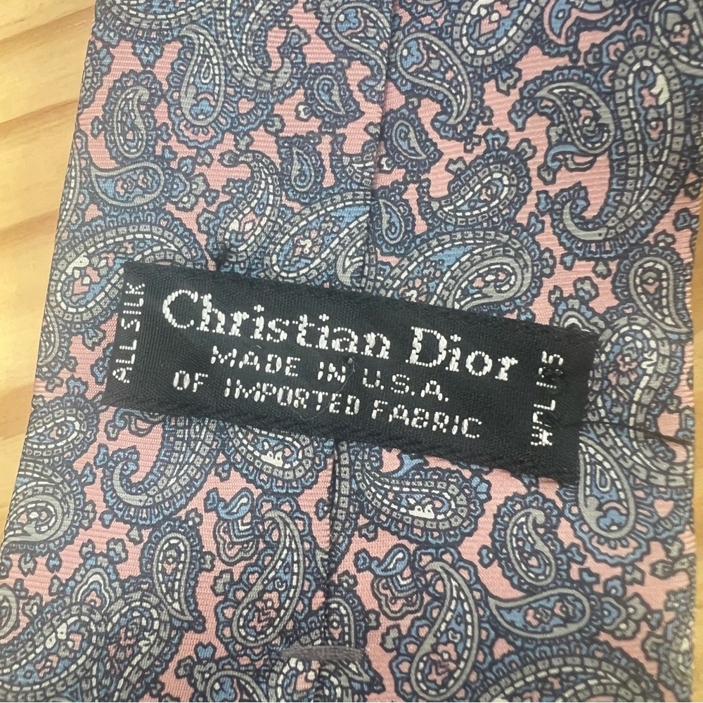 *2/$60* Christian Dior Pink, Silver and Blue Silk Tie - Picture 8 of 9